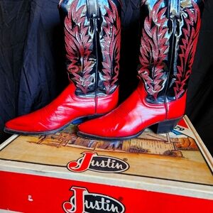 Justin Western Boots Red Women